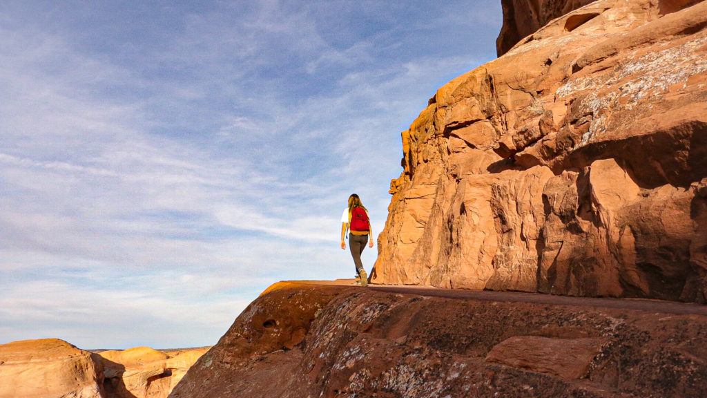 briana on the hike up to the delicate arch in arches national park